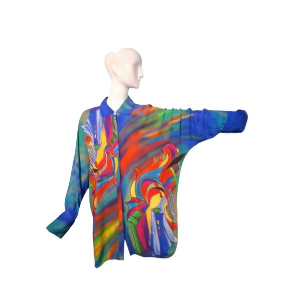 John Mark Art to Wear Women's size XL Oversized
Artsy Luxury Colorful Boho Top - Picture 2 of 9